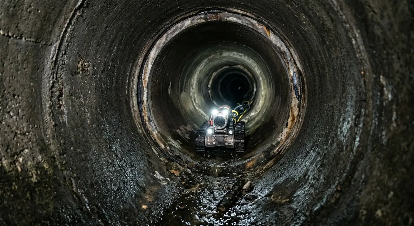 Robotic sewer camera inspecting pipe interior for Sewer Line Repair in Jerome